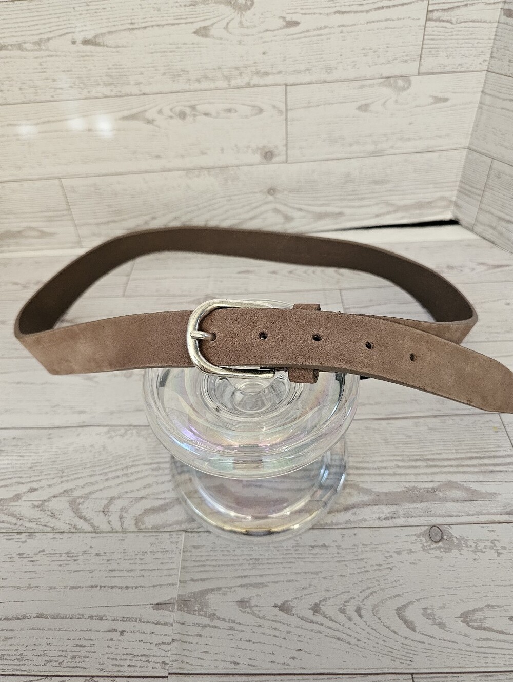 Zara 100% Genuine Leather Belt Women Light Brown Tan Suede Silver Buckle NWOT